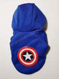 Dog Clothes Decal Blue Captain America Hoodie Sweater - Canadian Sugar Gliders